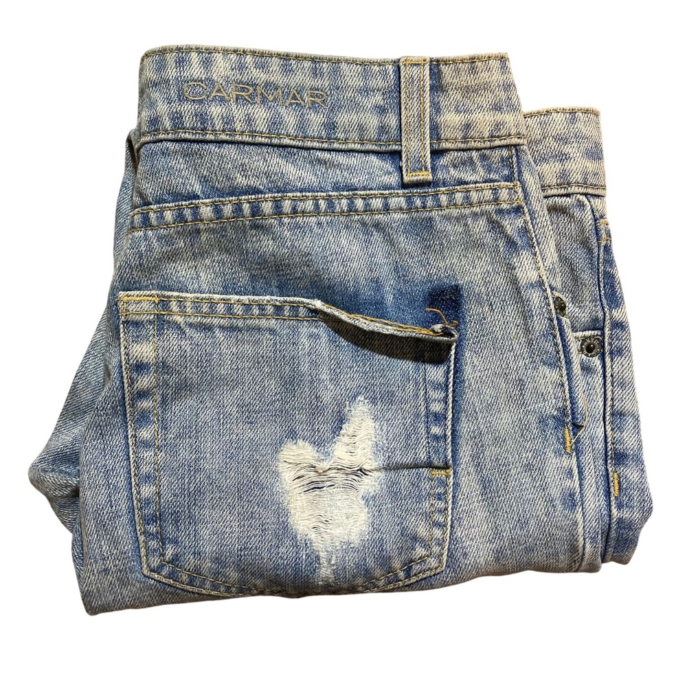 CarMar 27 Ripped Distressed Jeans Light Wash Denim Destroyed Look Thrashed